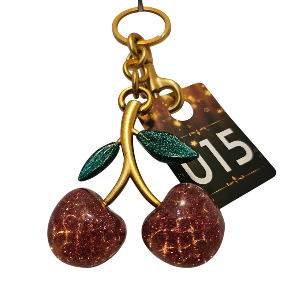 # 132 NEW UNBRANDED   PINK CHERRY GOLD BAG CHARM